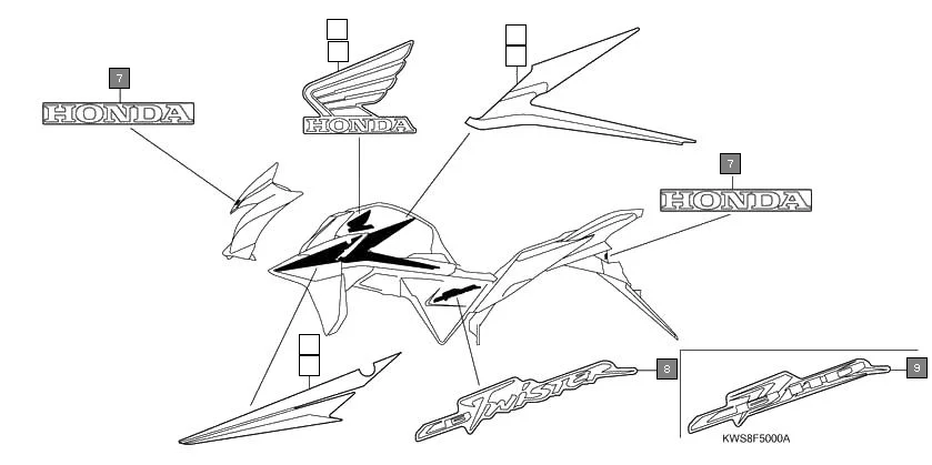 F-50 MARK/STRIPE diagram showing 17507-KWS-930ZA