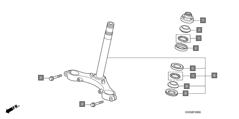 F-9 STEERING STEM diagram showing 95702-08035-07