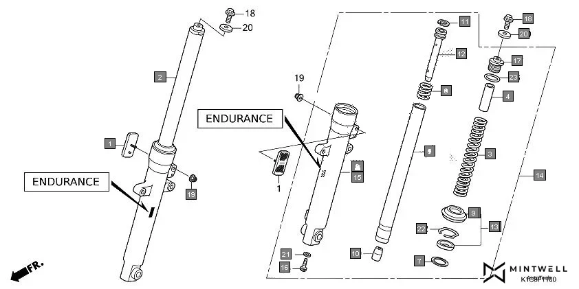 F-11 FRONT FORK(ENDURANCE) assembly diagram for HONDA Livo CBF110BEN
