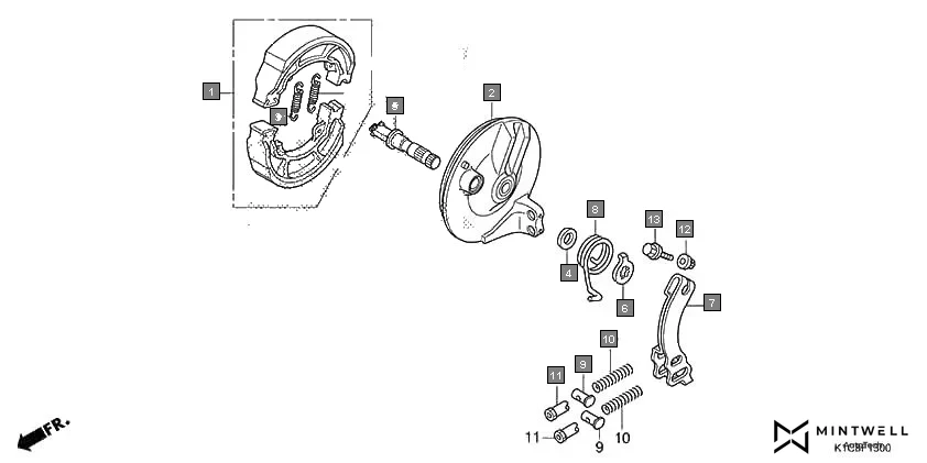 F-13 FRONT BRAKE PANEL diagram showing 06430-KVT-D10