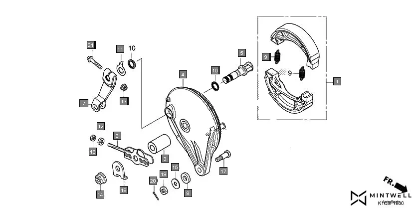 F-18 REAR BRAKE PANEL diagram showing 45134-KB7-005