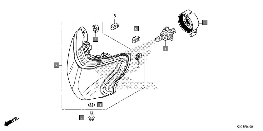F-1 HEADLIGHT diagram showing 33706-KWS-901