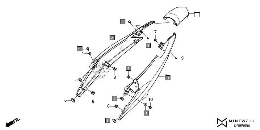 F-23-10 SIDE COWL assembly diagram for HONDA Livo CBF110BER