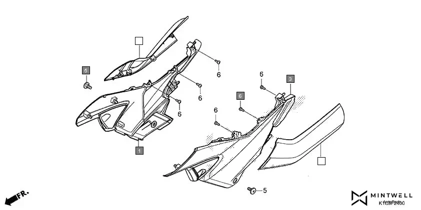 F-24 SIDE COVER assembly diagram for HONDA Livo CBF110BEN