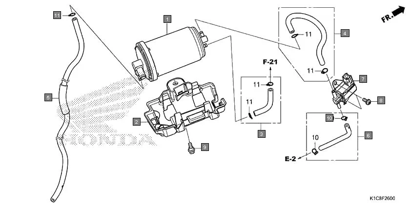 F-26 CANISTER assembly diagram for HONDA Livo CBF110BEN