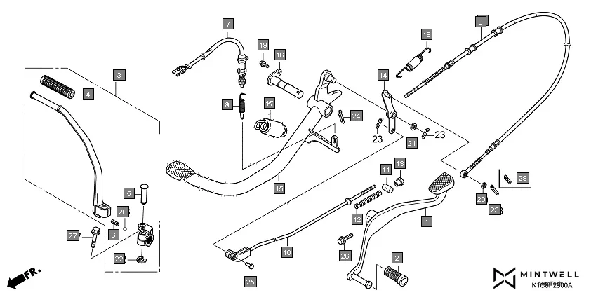 F-29 PEDAL(DRUM BRAKE) assembly diagram for HONDA Livo CBF110BER