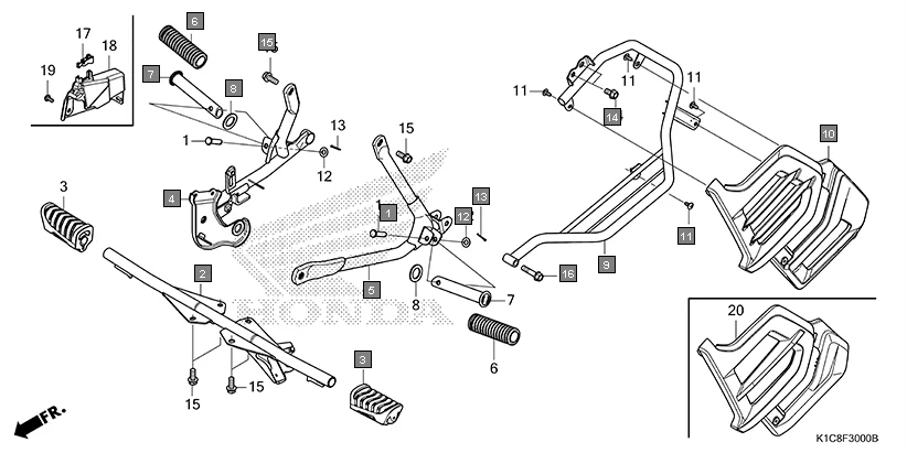 F-30 STEP/SARI GUARD assembly diagram for HONDA Livo CBF110SBER