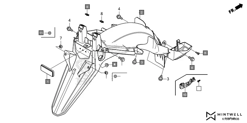 F-34 REAR FENDER assembly diagram for HONDA Livo CBF110BEN