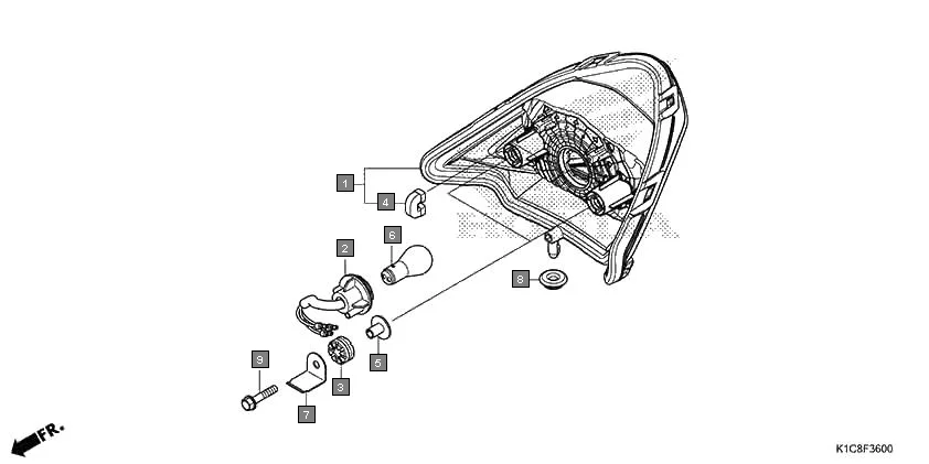 F-36 TAILLIGHT assembly diagram for HONDA Livo CBF110SBEN