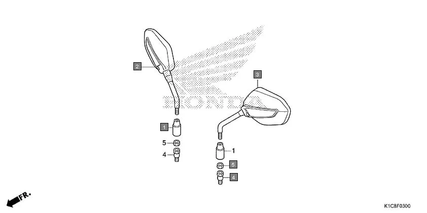 F-3 MIRROR assembly diagram for HONDA Livo CBF110BER