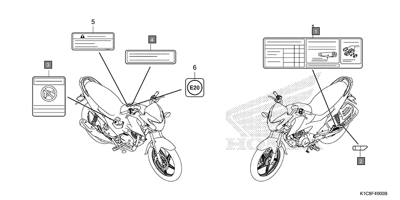F-49 CAUTION LABEL assembly diagram for HONDA Livo CBF110SBEN