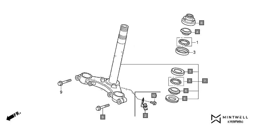 F-9 STEERING STEM diagram showing 53212-200-000