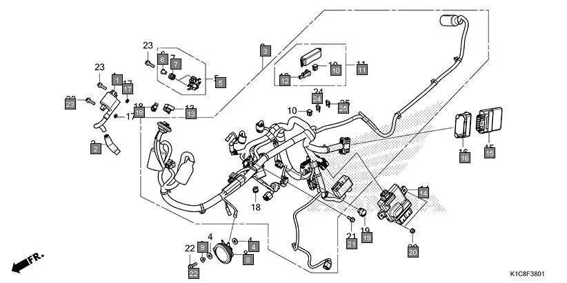 F-38-1 WIRE HARNESS(2) assembly diagram for HONDA Livo CBF110BER