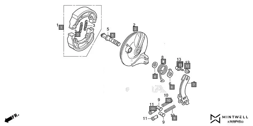 F-13 FRONT BRAKE PANEL assembly diagram for HONDA Livo CBF110BES