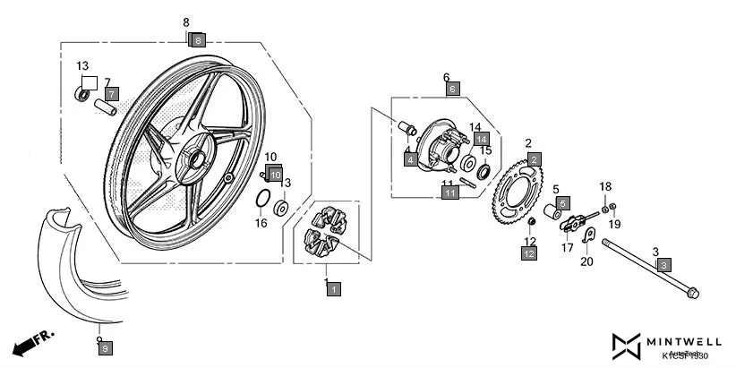 F-19-30 REAR WHEEL diagram showing 42650-K1C-AA0ZA