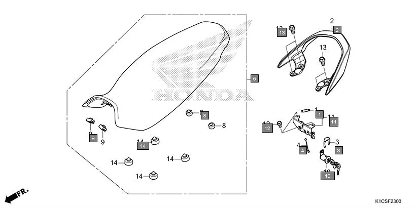 F-23 SEAT diagram showing 50400-K1C-DC0ZA
