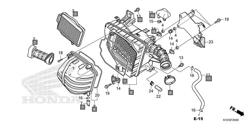 F-25 AIR CLEANER assembly diagram for HONDA Livo CBF110SBES