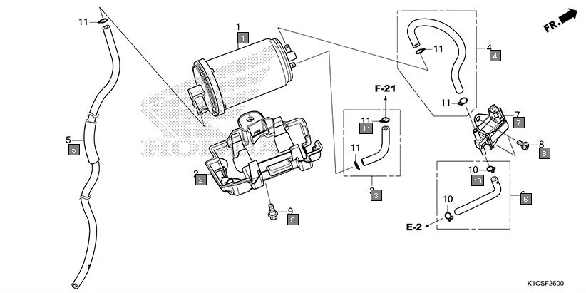 F-26 CANISTER assembly diagram for HONDA Livo CBF110SBES