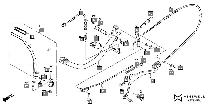 F-29 PEDAL(DRUM BRAKE) assembly diagram for HONDA Livo CBF110BES