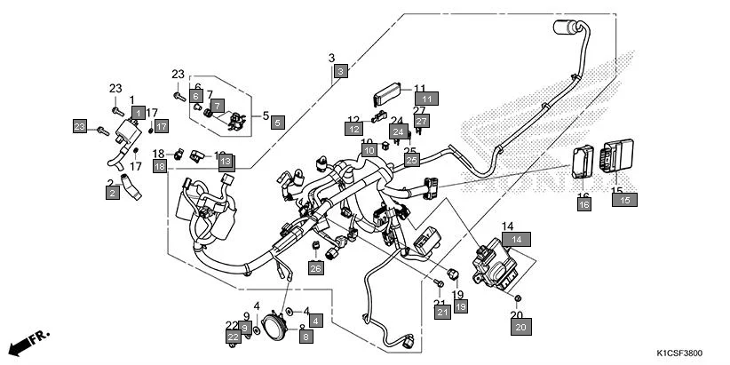 F-38 WIRE HARNESS diagram showing 38770-K1C-A81