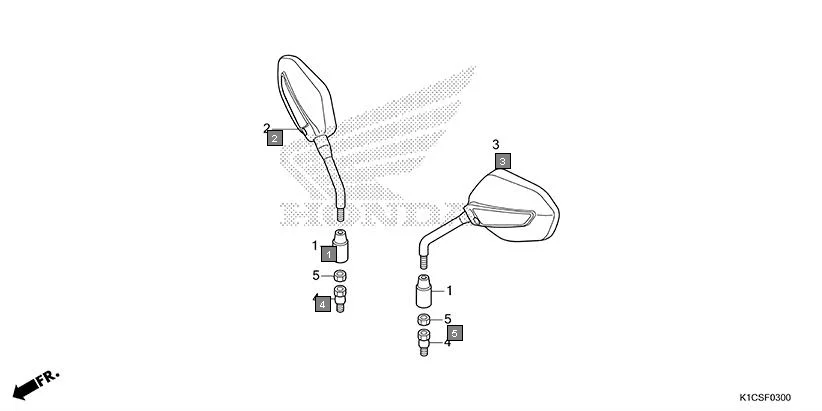 F-3 MIRROR assembly diagram for HONDA Livo CBF110BES