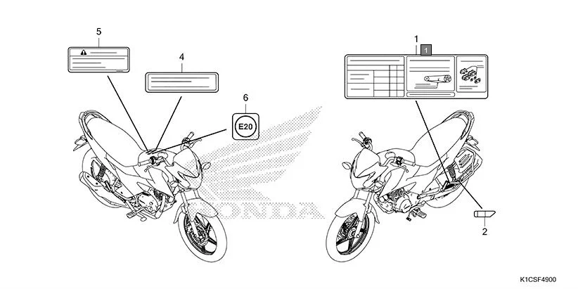 F-49 CAUTION LABEL assembly diagram for HONDA Livo CBF110SBES