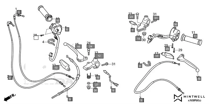 F-4 HANDLE LEVER/SWITCH/CABLE diagram showing 17920-K1E-DQ1