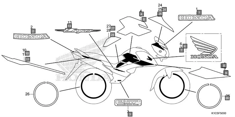 F-50 MARK/STRIPE diagram showing 86614-K1C-A80ZC