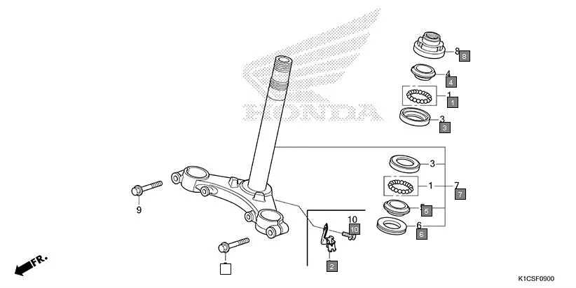F-9 STEERING STEM assembly diagram for HONDA Livo CBF110SBES