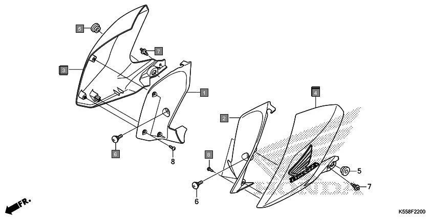 F-22 SHROUD assembly diagram for HONDA Livo CBF110H