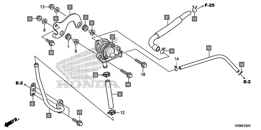 F-25-20 AIR SUCTION VALVE assembly diagram for HONDA Livo CBF110H