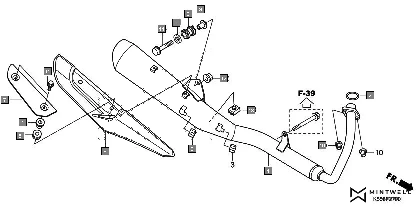 F-27 EXHAUST MUFFLER assembly diagram for HONDA Livo CBF110G