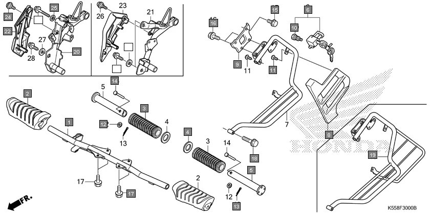 F-30 STEP/SARI GUARD assembly diagram for HONDA Livo CBF110G