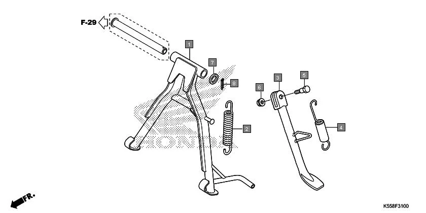 F-31 STAND assembly diagram for HONDA Livo CBF110G