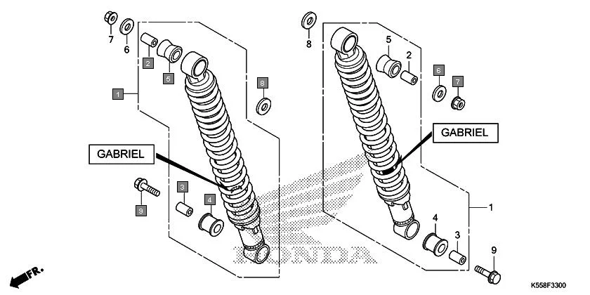 F-33 REAR CUSHION(GABRIEL) assembly diagram for HONDA Livo CBF110H