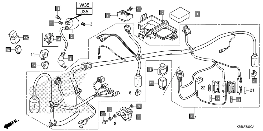 F-38 WIRE HARNESS assembly diagram for HONDA Livo CBF110G
