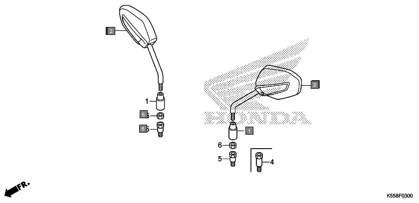 F-3 MIRROR assembly diagram for HONDA Livo CBF110G