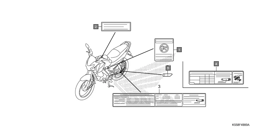 F-49 CAUTION LABEL assembly diagram for HONDA Livo CBF110H