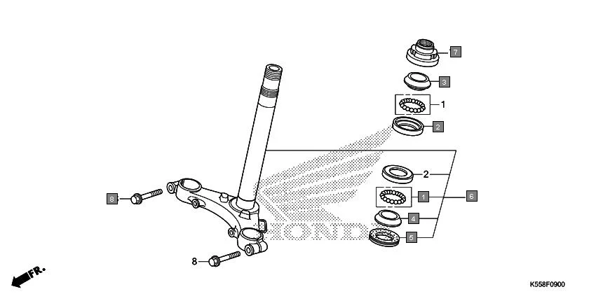 F-9 STEERING STEM diagram showing 53212-200-000