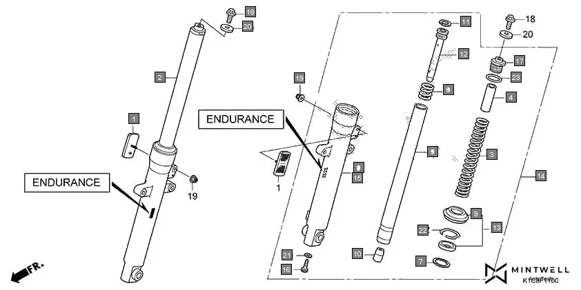 F-11 FRONT FORK (ENDURANCE) diagram showing 51412-K23-902