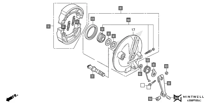 F-13 FRONT BRAKE PANEL assembly diagram for HONDA Livo CBF110G