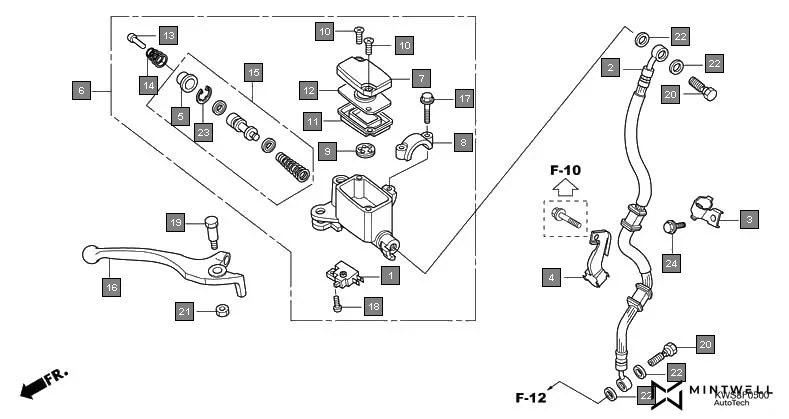 F-5 FRONT BRAKE MASTER CYLINDER assembly diagram for HONDA CB Twister CBF110MSE