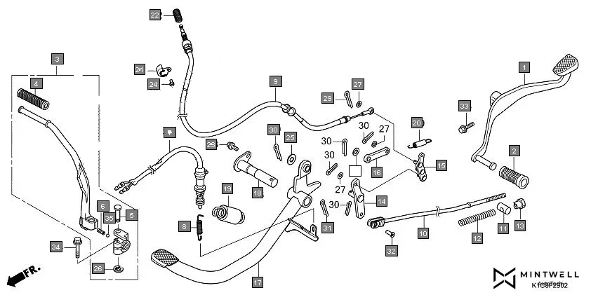 F-29-2 PEDAL(DISK BRAKE)(2) assembly diagram for HONDA Livo CBF110SBER