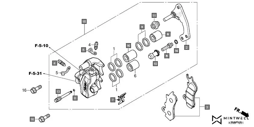 F-12-1 FRONT BRAKE CALIPER(CBS) diagram showing 06451-MZ2-405
