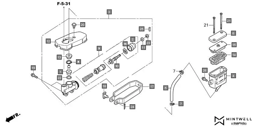 F-15 REAR BRAKE MASTER CYLINDER diagram showing 94305-20102