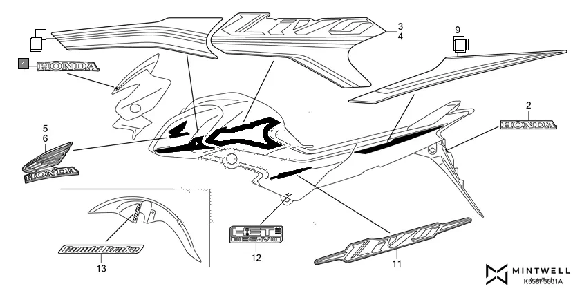 F-50-1 MARK/STRIPE diagram showing 86101-K55-600ZA