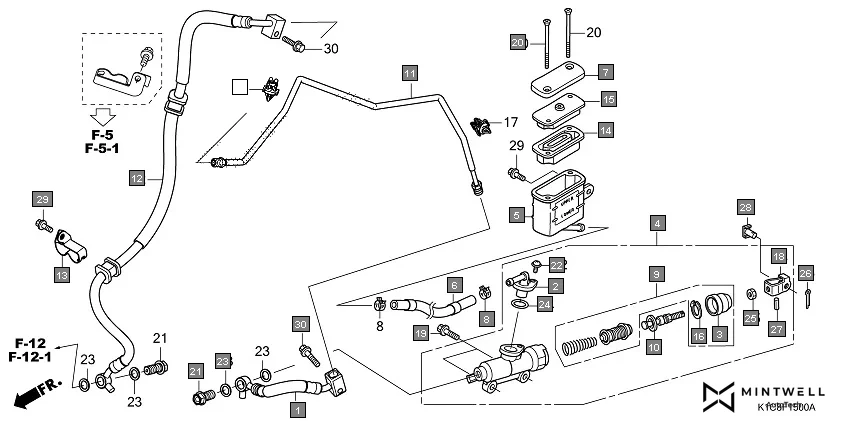 F-15 REAR BRAKE MASTER CYLINDER diagram showing 94305-20102