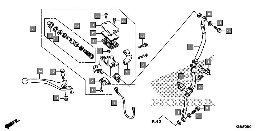 F-5 FRONT BRAKE MASTER CYLINDER assembly diagram for HONDA Livo CBF110SG