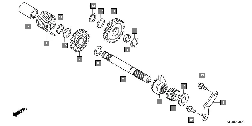 E-15 KICK STARTER SPINDLE