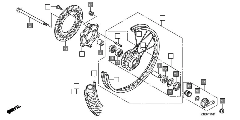 F-11-1 FRONT WHEEL(2) assembly diagram for HONDA CB Shine/ Shine 125 CBF125M7